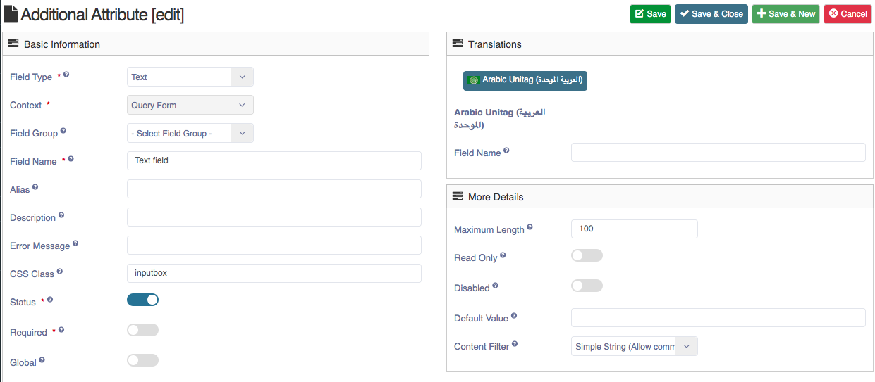 Query form fields